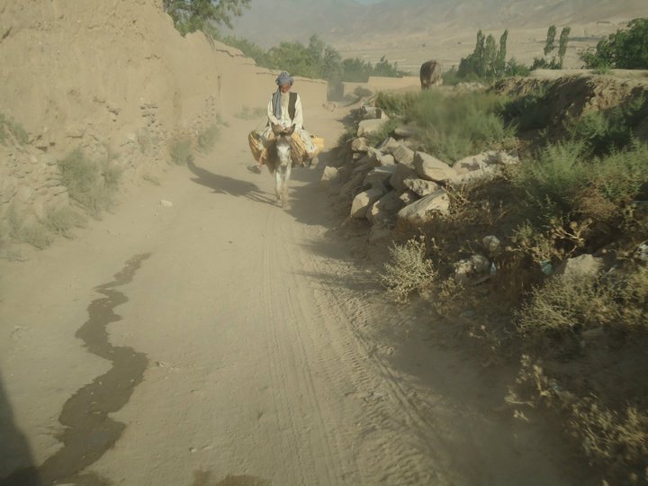 Man riding his donkey in Arghandeh