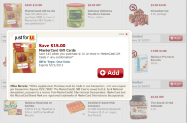 $15 off Mastercard Giftcards at Safeway