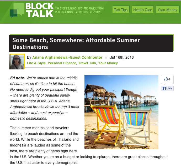 H&R Block Talk Guest Post: Affordable Beach Destinations