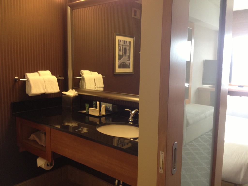 Bathroom in the Club Level Room Hilton San Francisco Financial District