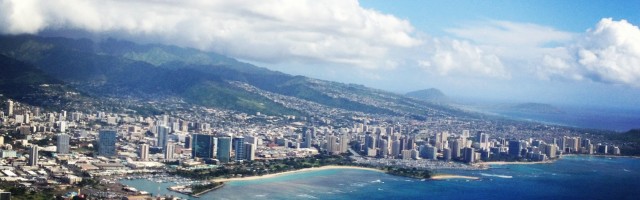 Aerial view of Waikiki Beach Honolulu Hawaii