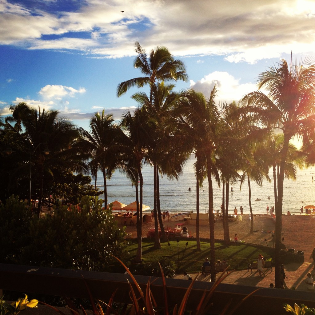 View from the Hyatt Regency Waikiki Beach Club Lounge