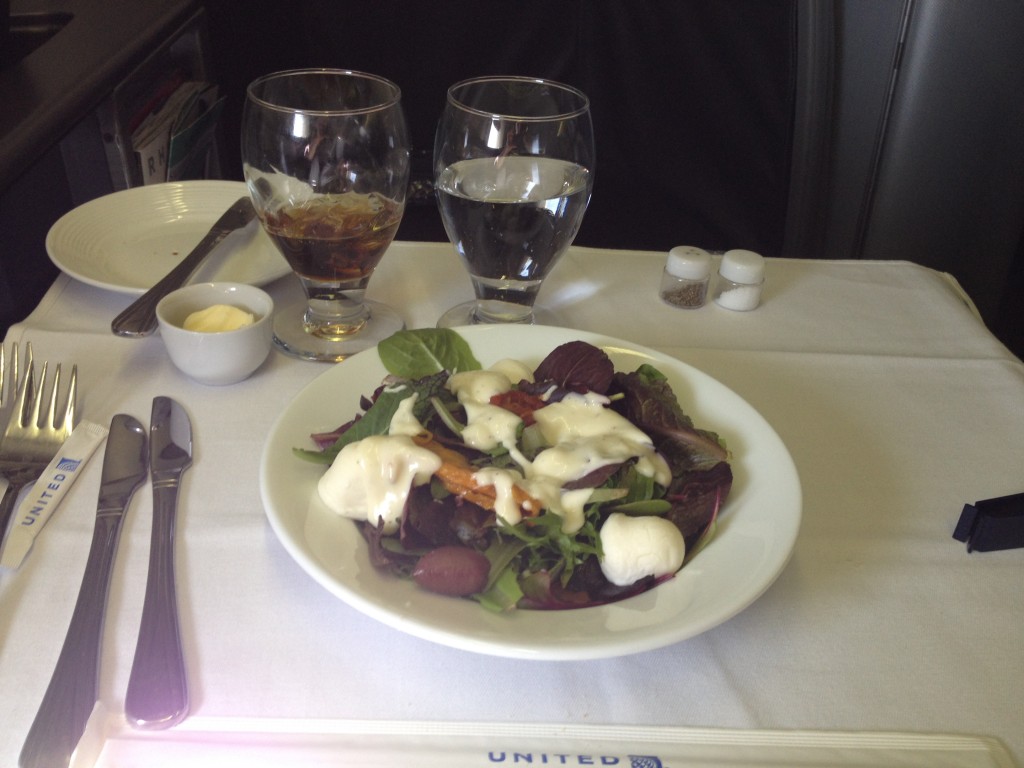 United Airlines Global First 747 Onboard Meal Salad