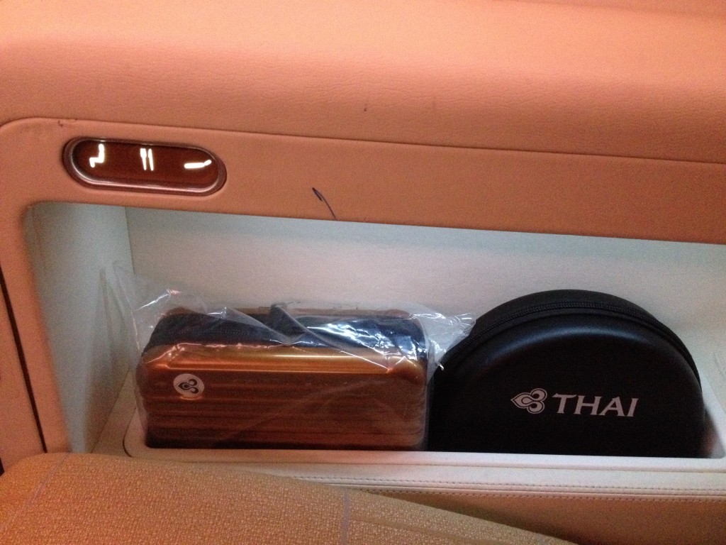 Thai Airways A380 First Class Amenity Kit and Noise Canceling Headphones