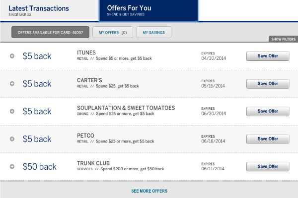 American Express Offers $5 iTunes credit