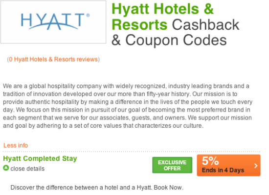 5% Cashback at Hyatt Hotels