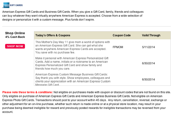 4% cash back  on American Express gift cards from LuckyRewards!