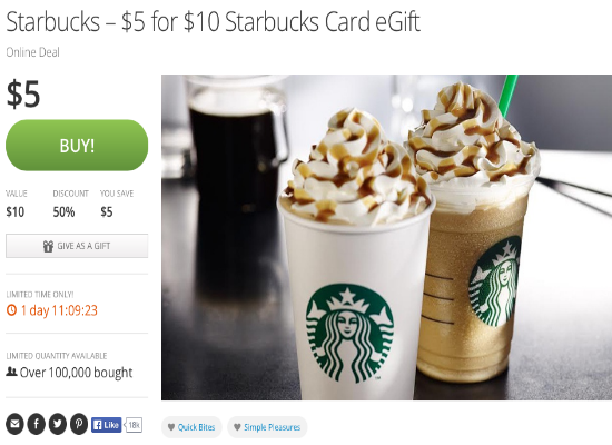 5 starbucks outlet gift cards