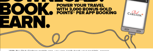 3,000 bonus points for booking with the Club Carlson app