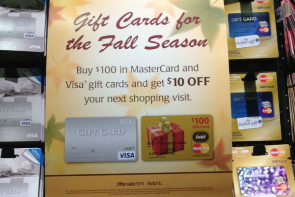 $10 discount on Visa/MasterCard gift cards at Safeway