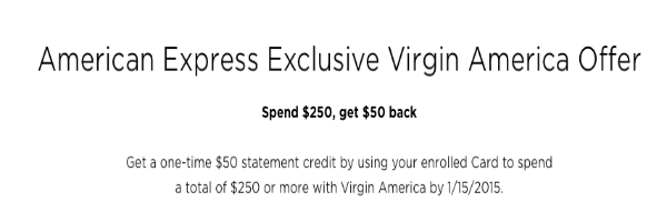 $50 Virgin America statement credit from American Express