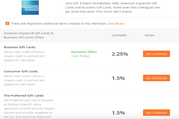 24 hours only! 2.25% cash back on Amex Business gift cards from Top Cash Back!