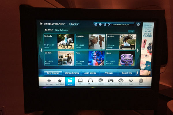 Cathay Pacific Business Class In-flight Entertainment