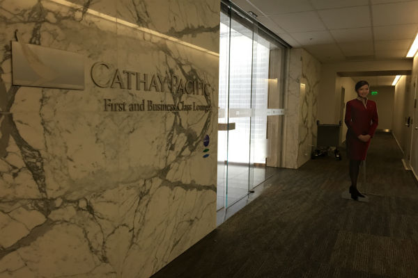 Entrance to the Cathay Pacific First and Business Class Lounge at SFO