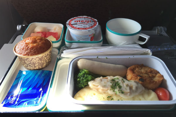 Breakfast onboard Garuda Indonesia Flight 841