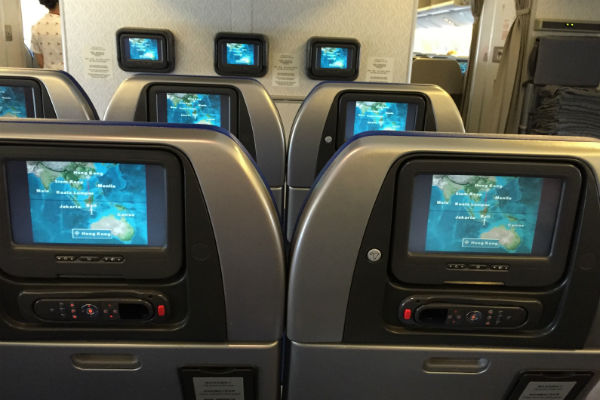 Cathay Pacific economy class cabin onboard the 777-300