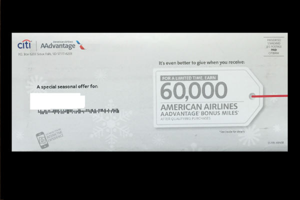 Targeted: 60,000 mile sign-up bonus for the Citi Platinum AAdvantage Card