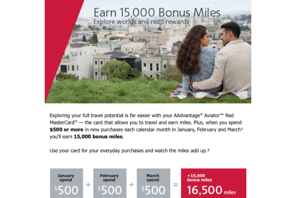 Targeted: 15,000 bonus miles for Barclay AAdvantage Aviator cardholders