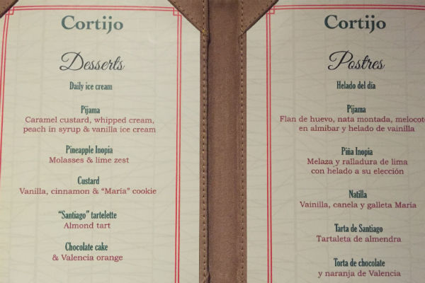 El Cortijo Dessert Menu Spanish Restaurant Hyatt Ziva Los Cabos