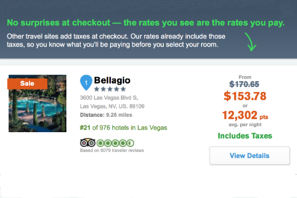Ultimate Rewards Travel super low rates at the Bellagio Las Vegas through 