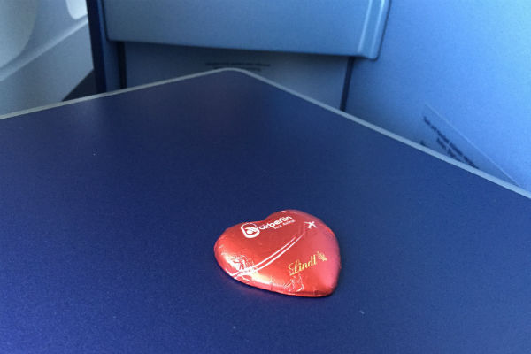 AirBerlin Business Class SFO to DUS: Chocolate as a parting gift 