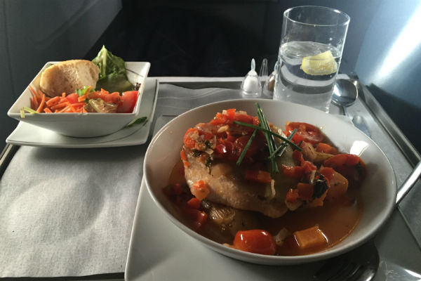 AirBerlin Business Class Meal Mahi Mahi Fillet in Sauce Vierge A330 San Francisco to Dusseldorf