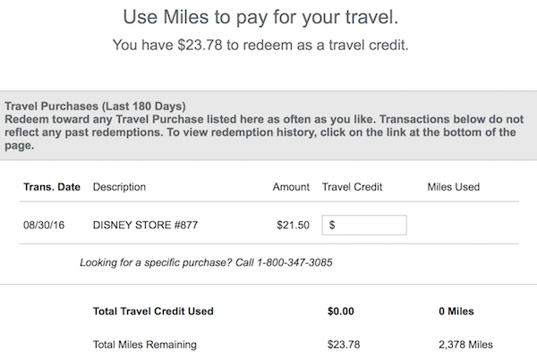 Discover classifies The Disney Store as a travel merchant