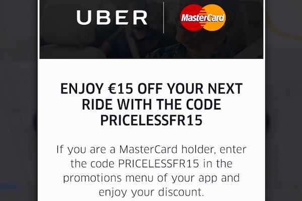 $15 Off Uber Rides at CDG Airport via MasterCard Priceless Surprises