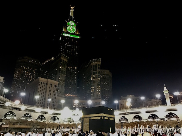Kaaba Masjid al-Haram and Clock Tower in Mecca
