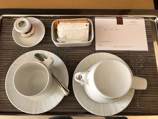 Ginger Tea and a note from the staff at Conrad Makkah Hotel Review
