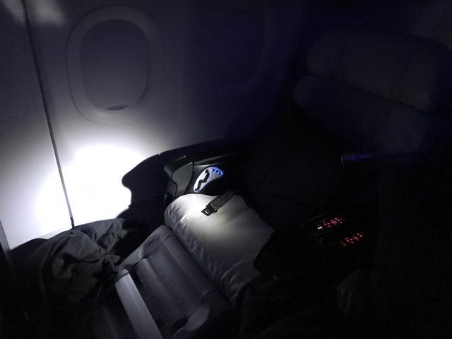 Virgin America First Class Seat Reclined for Sleep