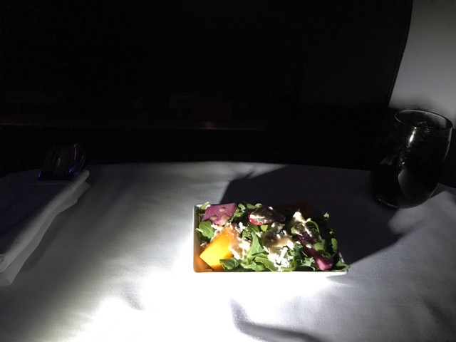 Virgin America First Class Tuscan Kale Salad on flight from New York to San Francisco