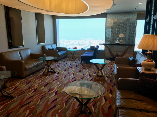 Hilton Dubai Hotel Executive Lounge Seating Area and Views