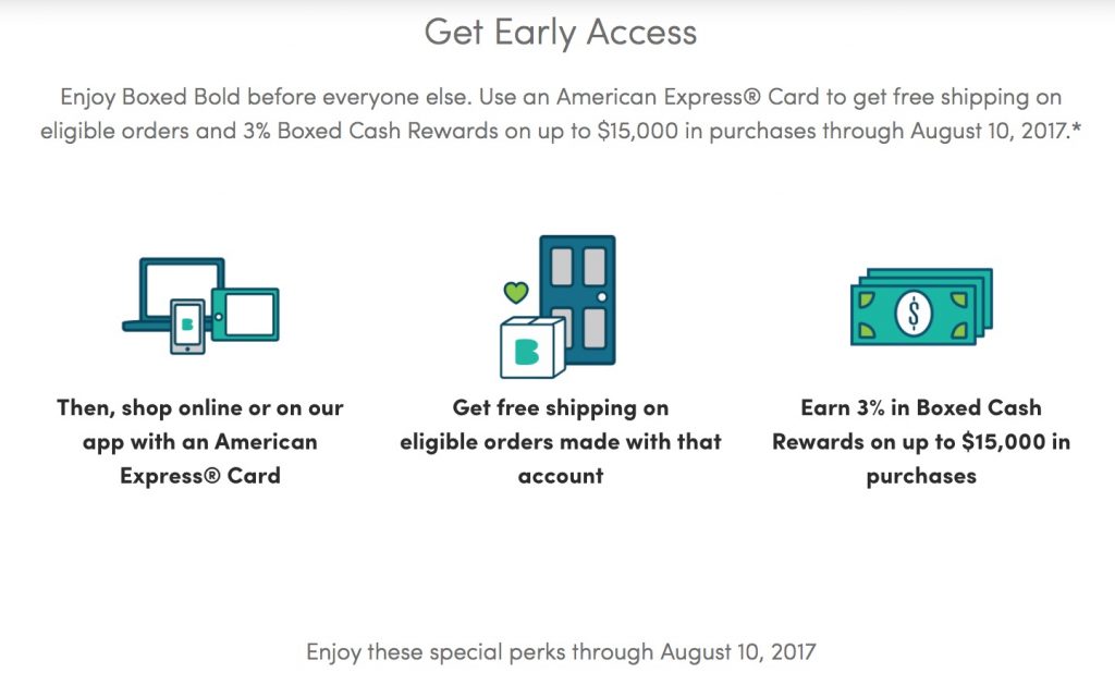 Boxed Amex Deal $25 off $65