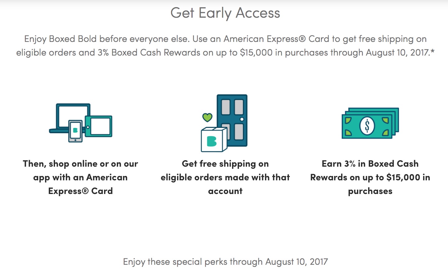 Stackable Boxed offers: Save over 60% and earn miles with American Express