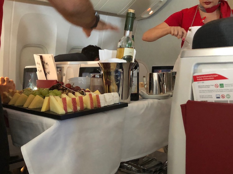 Austrian Business Class wine and cheese cart
