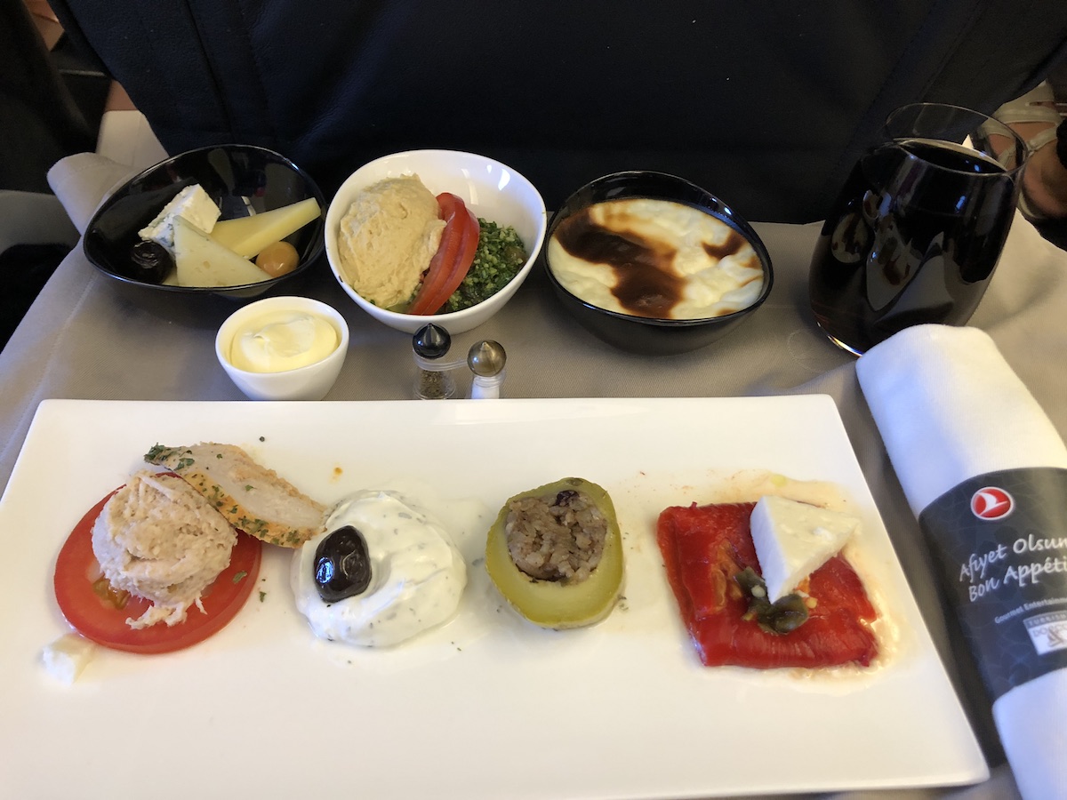 Turkish Airlines Business Class Review mezze and hummus
