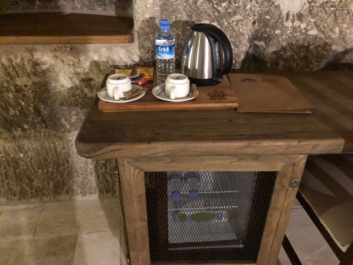 Mini fridge in the Family Suite at Hera Cave Suites Cappadocia