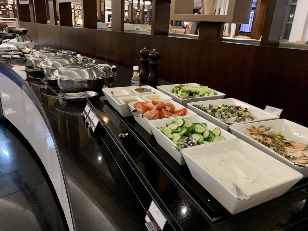 Salad spread at the Etihad lounge