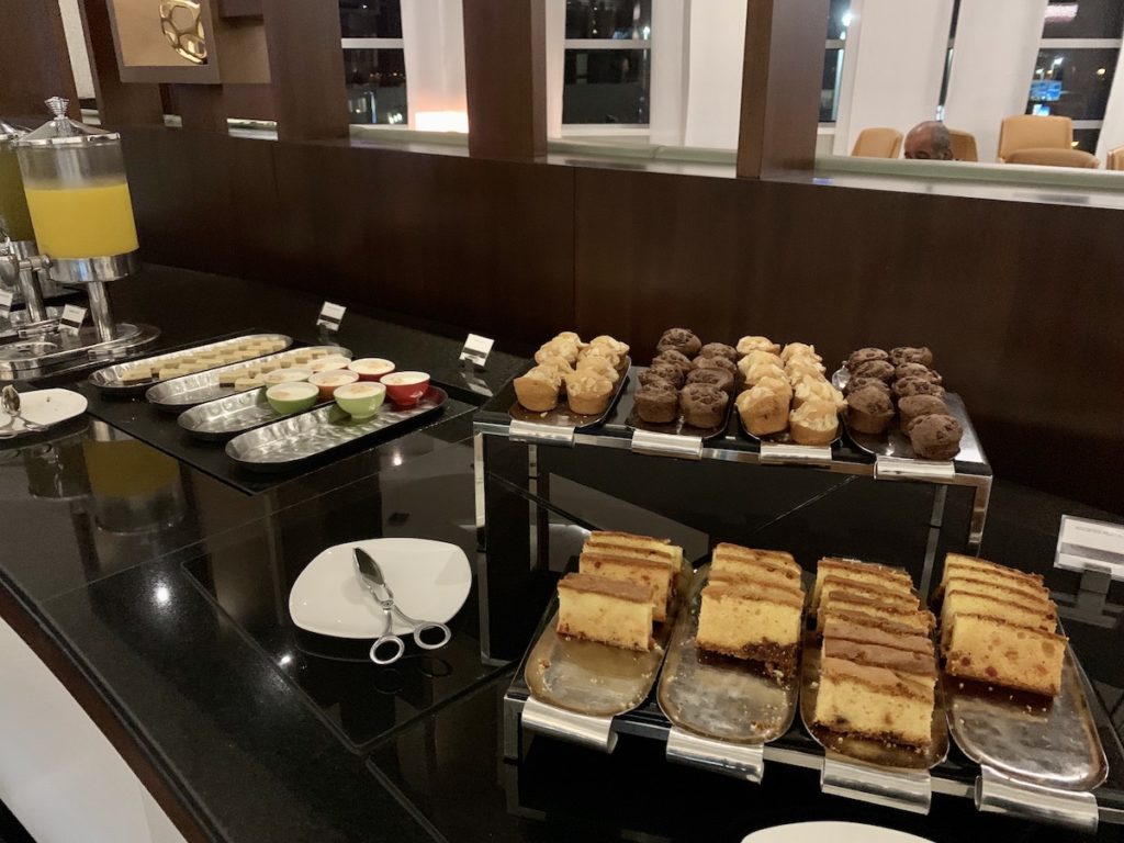 Dessert spread at the Abu Dhabi airport lounge
