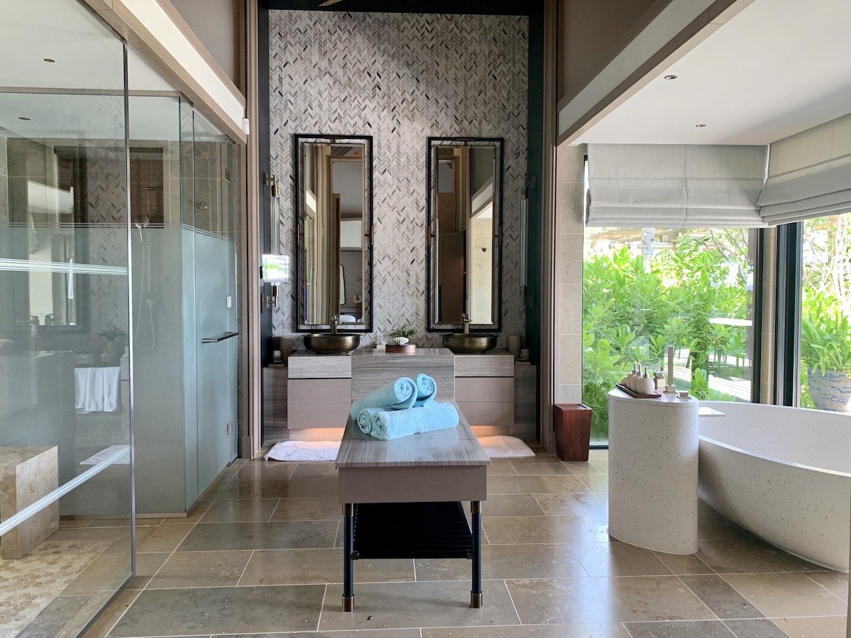 Waldorf Astoria Maldives beach villa bathroom