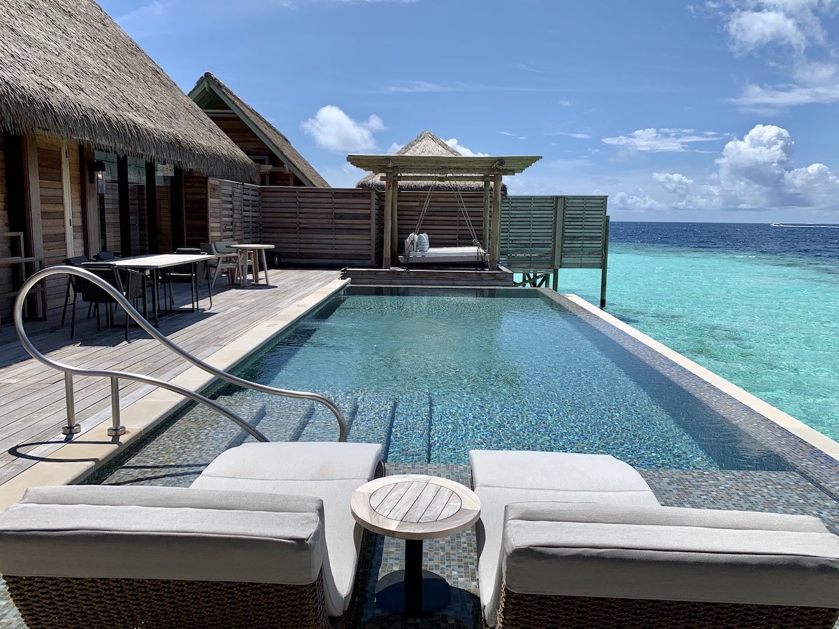 Waldorf Astoria Maldives overwater villa infinity pool