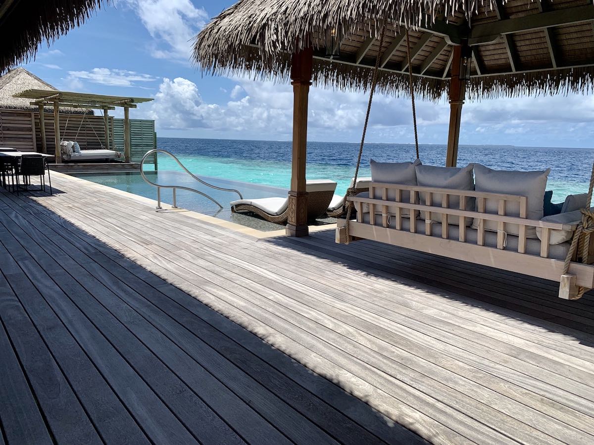 Waldorf Maldives overwater villa pool deck