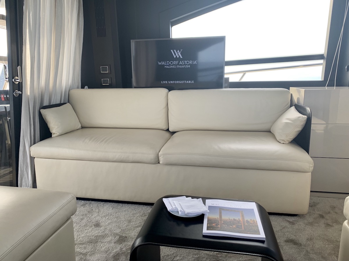 Waldorf Maldives yacht seating area